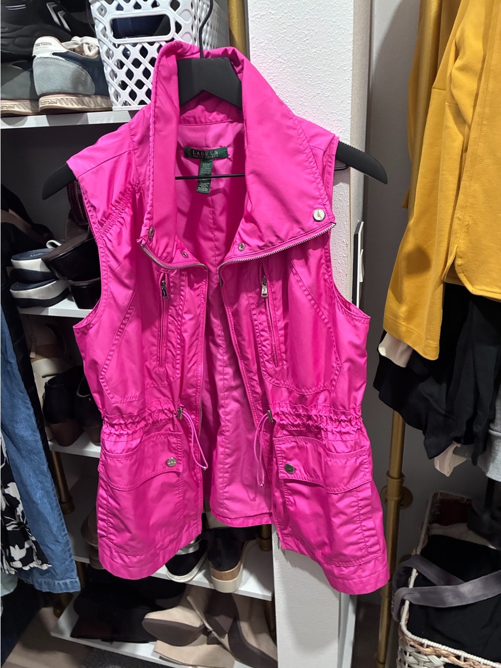 Ralph Lauren Bright Pink Utility Vest with Zip and Pockets